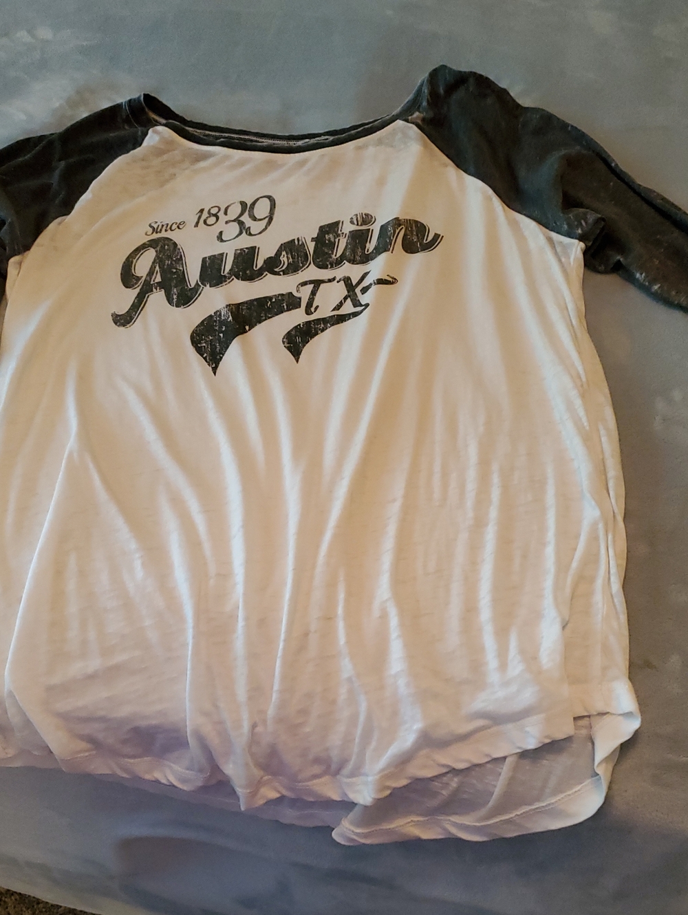 Austin TX Women's Raglan Shirt - White and Black